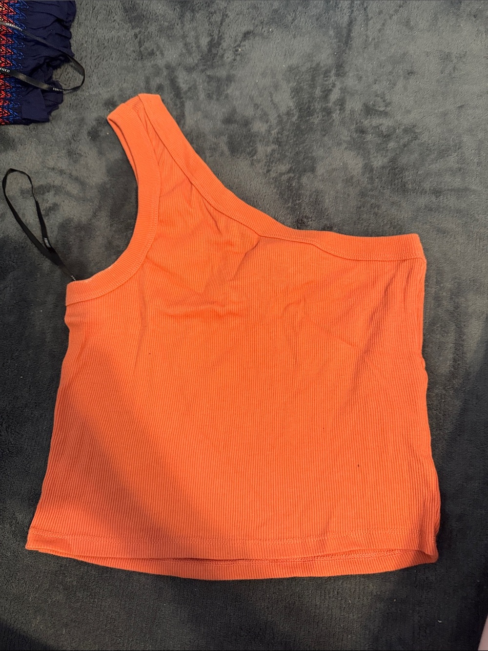Forever 21 One-Shoulder Ribbed Tank Top - Orange